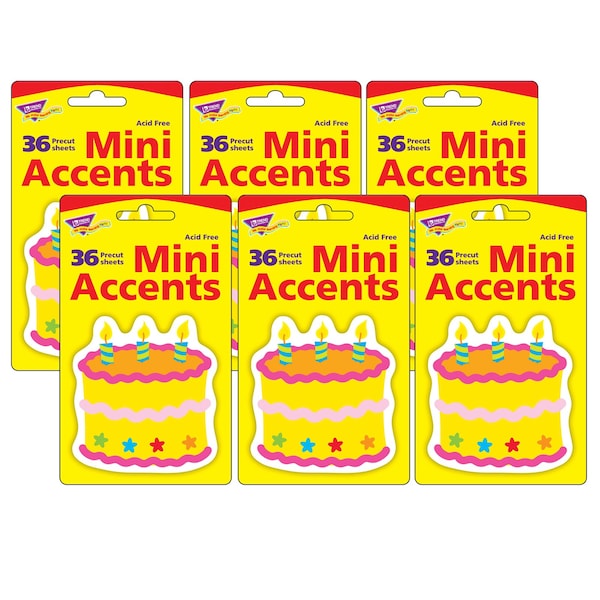 Trend Enterprises Birthday Cake Mini Accents, 36 Pieces, PK6 T10505 - main